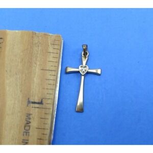 14K Yellow Gold Diamond Cross Charm Pendant